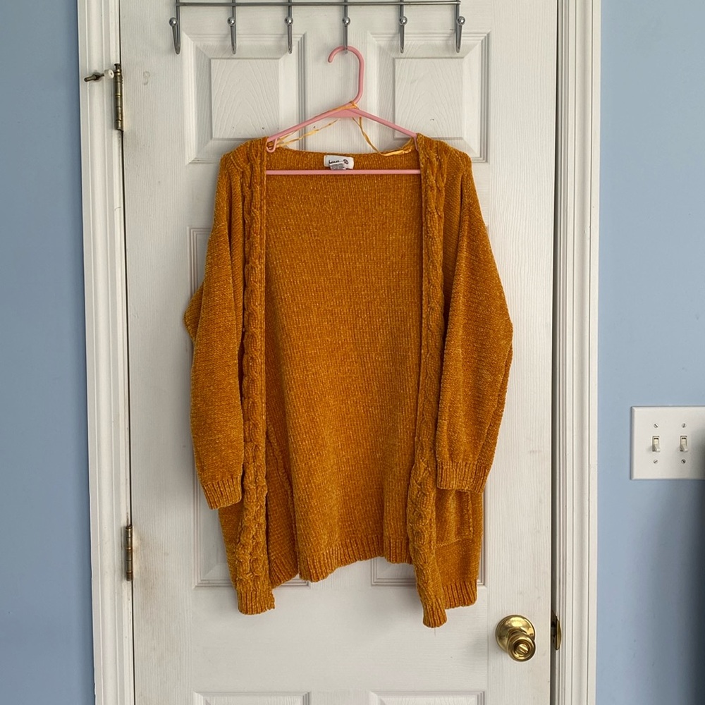Luvlink mustard soft open cardigan size medium